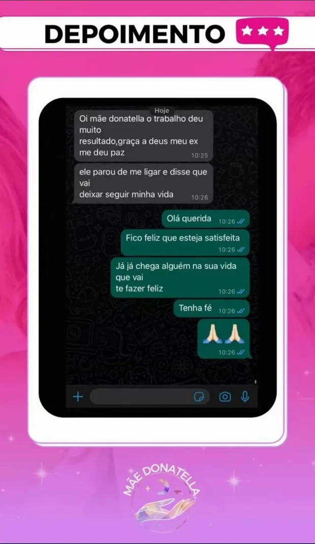 Depoimento de cliente da Mãe Donatella